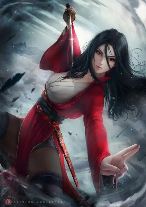 花木兰刘亦菲手绘版5k手机壁纸竖屏