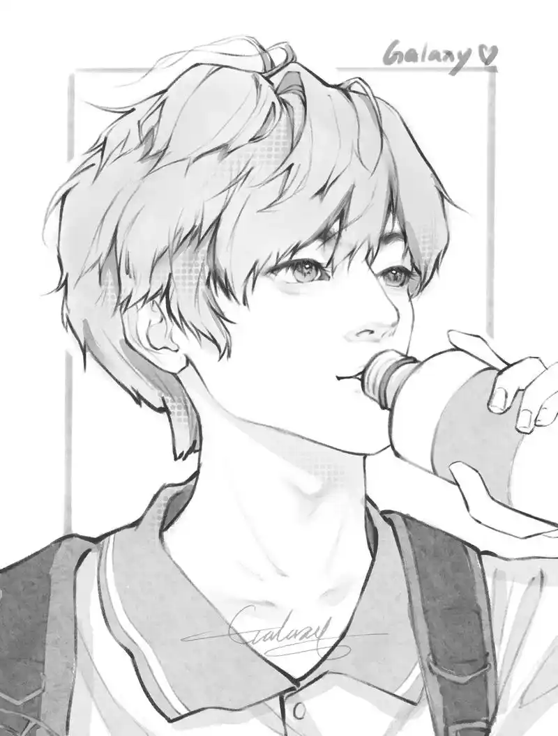 是谁的心巴跳动了.男生线稿|附过程#procreate绘画  - 抖音