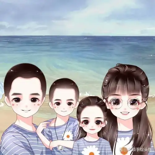 卡通全家福,温馨一家三口,四口,五口漫画头像,可爱又特别