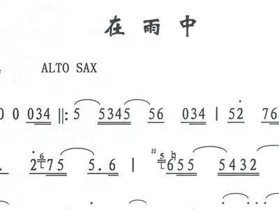 在雨中 萨克斯谱 简谱,五线谱