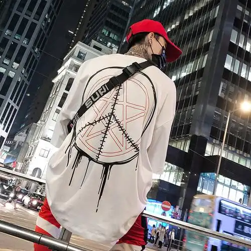 欧美街头潮牌宽松嘻哈衣服男装短袖t恤潮流青少年ins原宿港风上衣