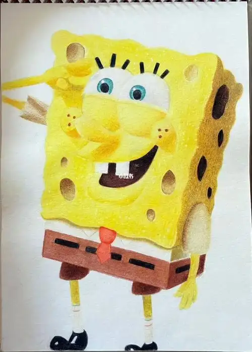 海绵宝宝彩铅画