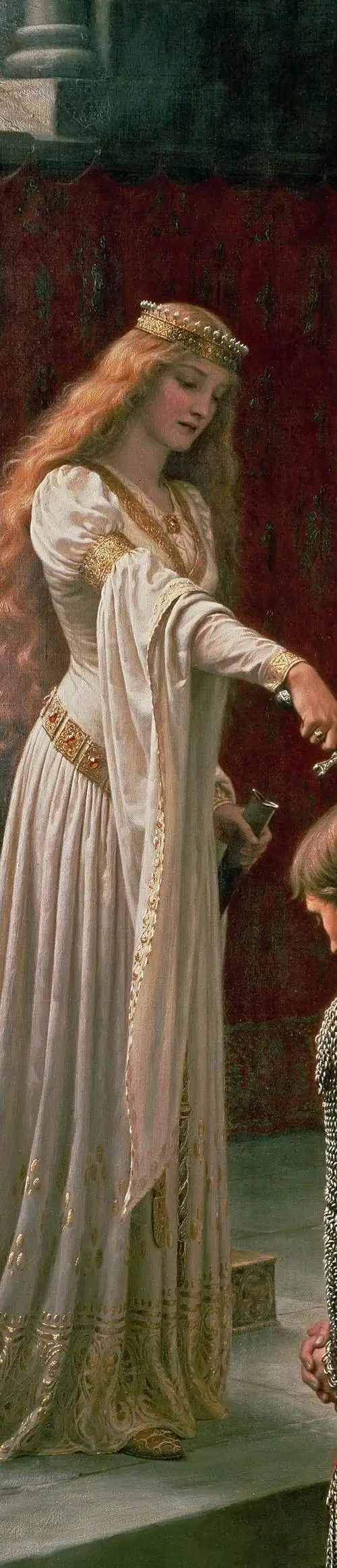 中世纪骑士册封仪式上的贵族女子.