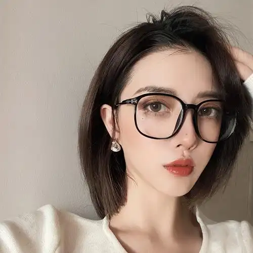 韩版潮女眼镜框透明圆脸抗蓝光防辐射显瘦近视疲劳护目大平光框架