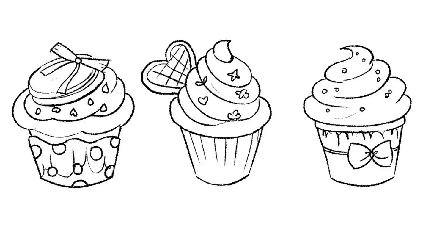 卡通纸杯蛋糕|简笔画素材 好看的纸杯蛋糕07