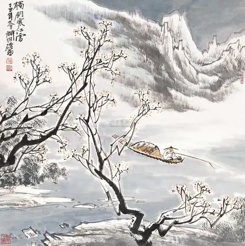 0329 独钓寒江雪 立轴 设色纸本