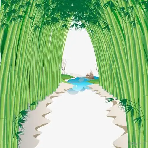 矢量手绘竹林png素材透明免抠图片卡通手绘