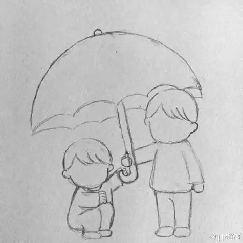 兄妹相互帮助的简笔画