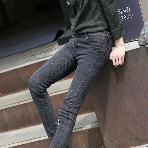 潮流弹力男裤网红裤雪花男装帅气小脚长裤男生韩版显瘦紧身牛仔裤