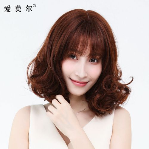 假发女长卷发梨花烫假发中长卷发梨花头短发自然全头套式真发头套