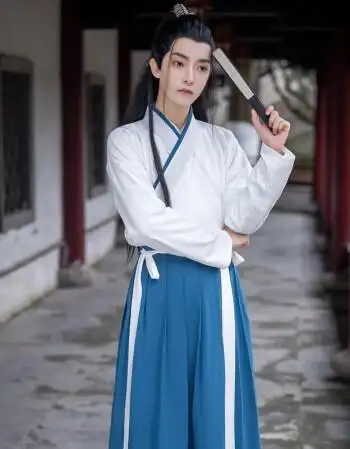 原创汉服男古装黑色霸气侠客中国风武侠男生仙气飘逸清秀套装 墨绿色