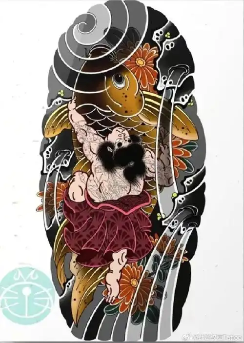 日式老传统花腿手稿|经典素材分享#老传统纹身##花腿纹身##老传统纹身