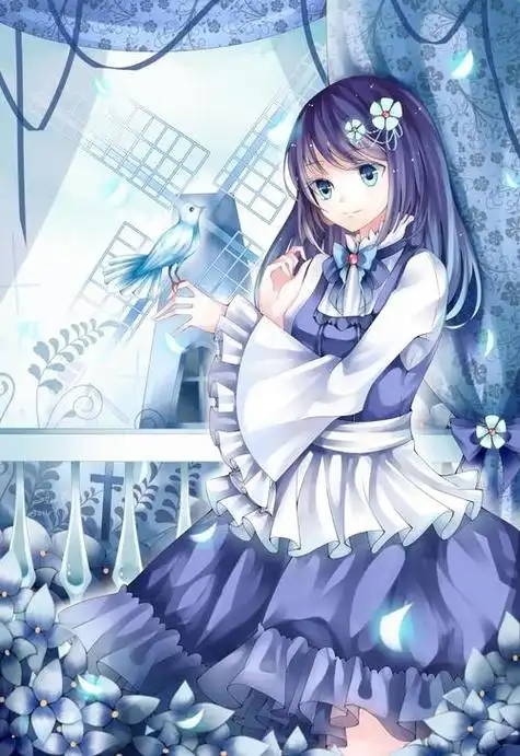 一个小女孩,扎这两个辫子,袖子卷起来的漫画人物图片动漫人物天空图片