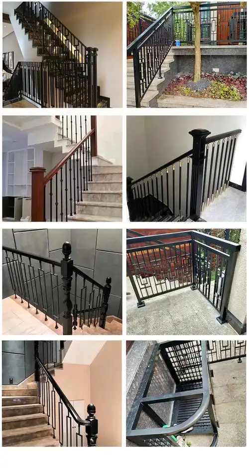 简约现代铁艺楼梯扶手户外安全栏杆欧式阳台护栏阁楼别墅立柱围栏