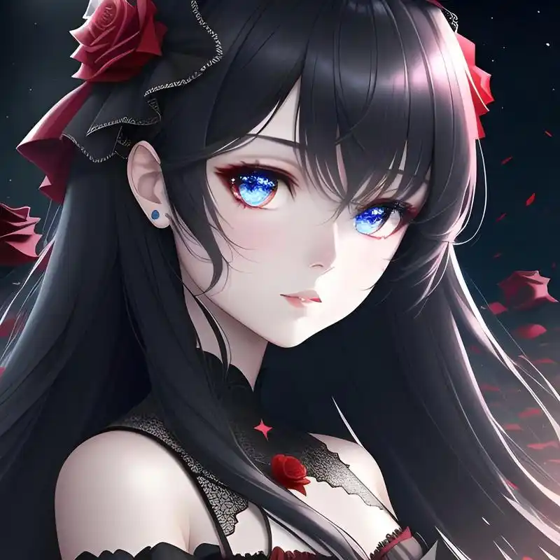 暗黑系玫瑰女孩头像[比心][比心] #头像# #二次元美图#  #百度ai绘图