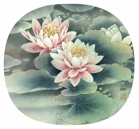 郑玲玲工笔荷花作品欣赏