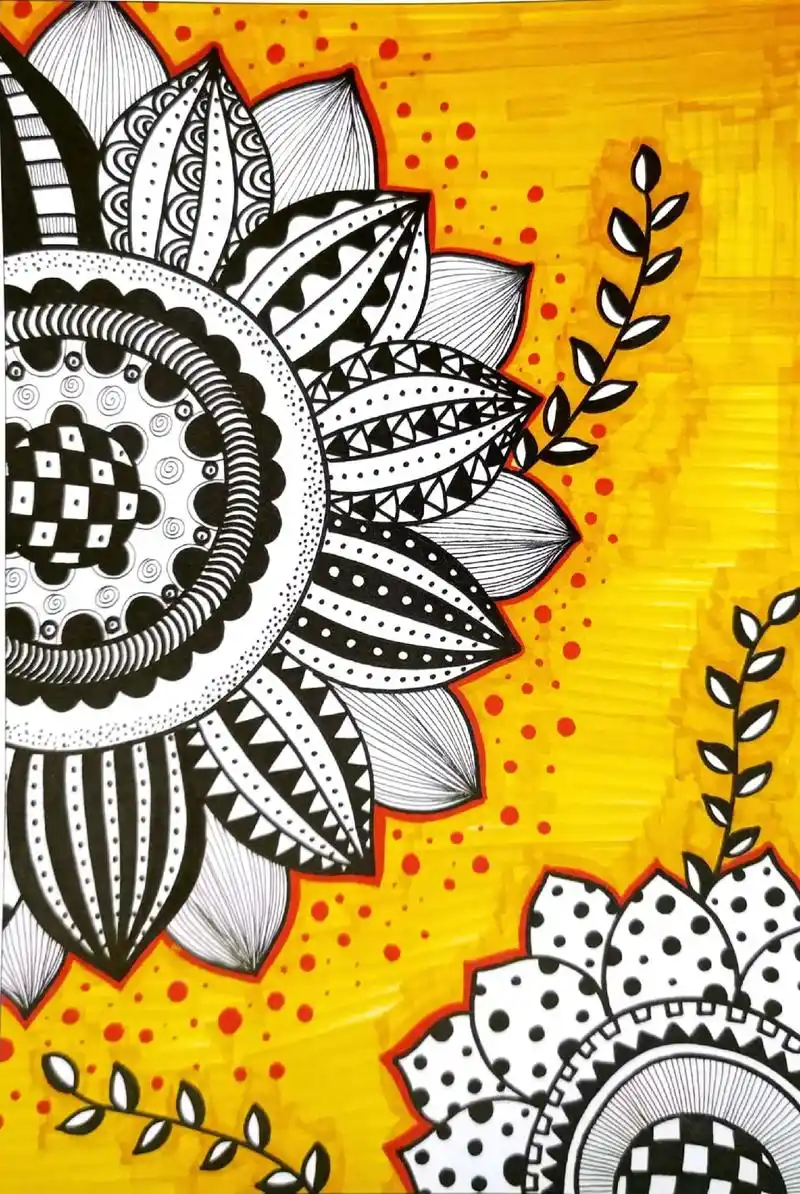 线描装饰画.#一起学画画 需要系统的4到12岁课程咨询帝帝# - 抖音