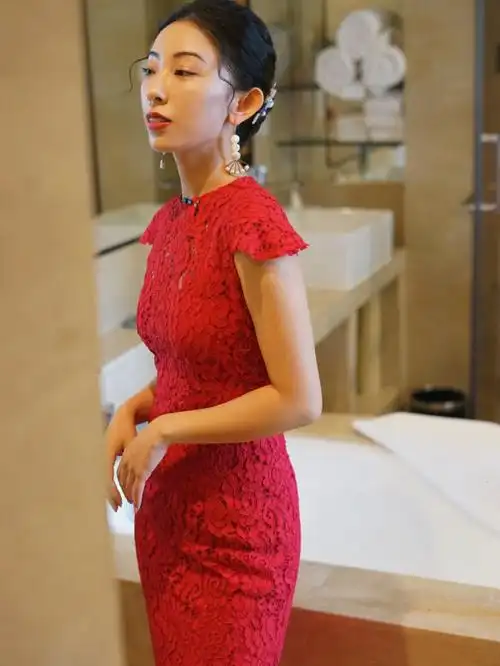 优雅气质简约中式旗袍盘发7878美到天花板