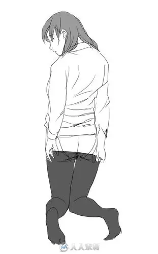 女孩穿衣服手绘动作原画素材