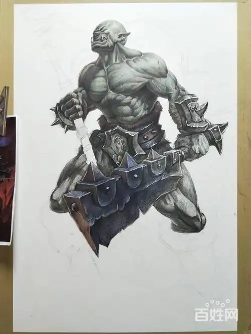 素描头像王老师的魔兽世界兽人作品步骤