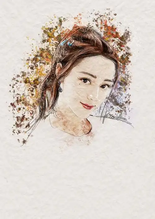 手绘 线稿 头像 迪丽热巴 2020年至今不同时期画