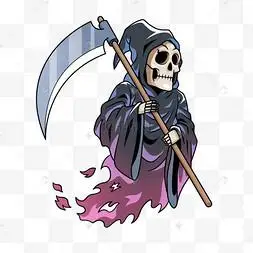 猫咪地狱小恶魔动漫手绘厚涂黑暗地狱死神镰刀插画png卡通吸血鬼脸