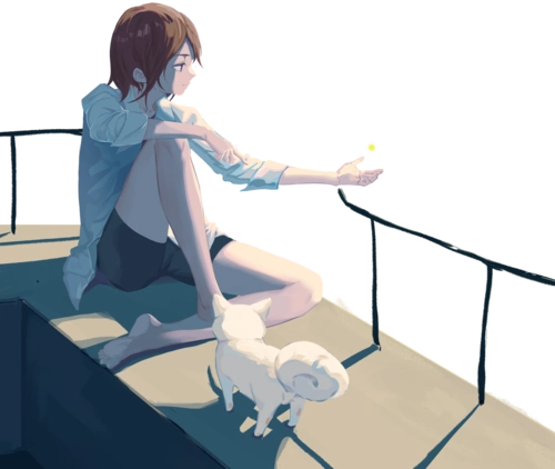 漫画黄色卡通蓝色白色插画手绘微笑孤独彩色图片