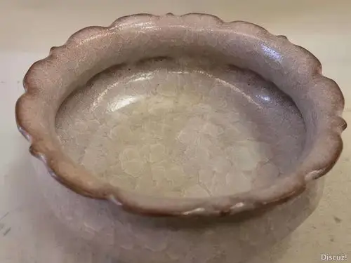 美瓷如玉官窑梅花冰片花口洗