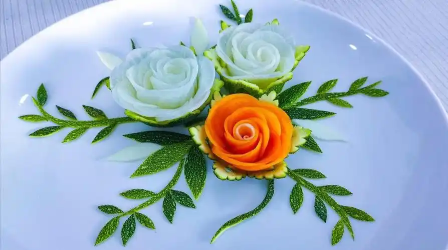 艺术摆盘,玫瑰花装饰