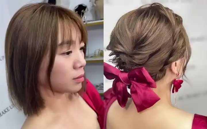 短发新娘这样盘～简单好看_哔哩哔哩_bilibili