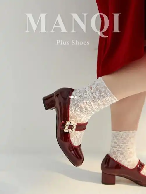 大码胖宽脚06水钻玛丽珍单鞋配袜子才绝美