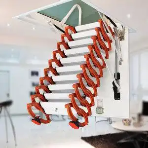 阁楼伸缩楼梯隐形梯升降加粗镁合金家用房间落地电动遥控全自动梯