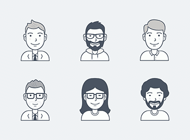 16个各性别各年龄阶段表情头像图标