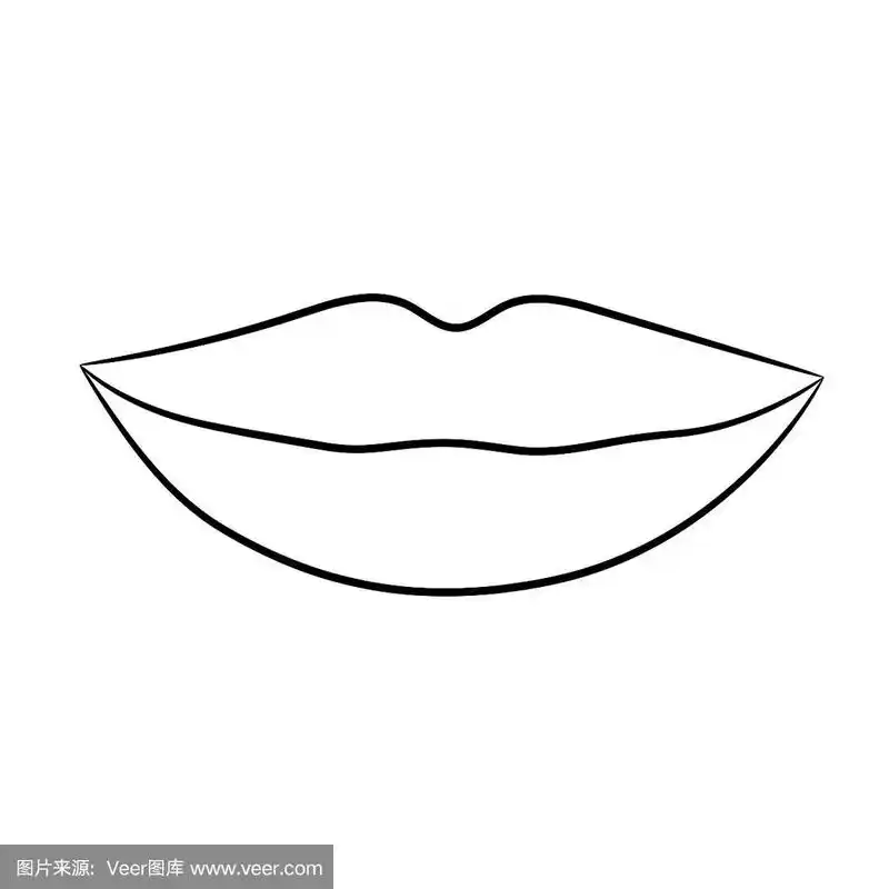 嘴唇女性的微笑从黑色刷上白色的背景.矢量插图.