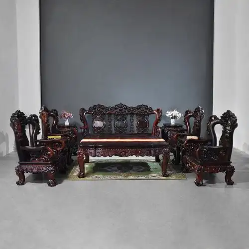 家具红木欧式老挝大红酸枝宝座沙发交趾黄檀实木沙发