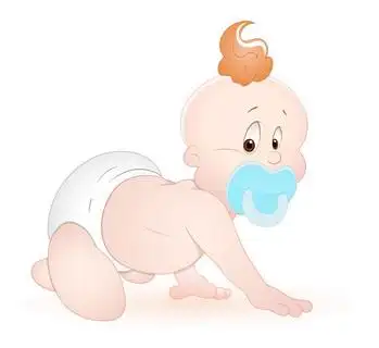 卡通学爬的可爱婴儿