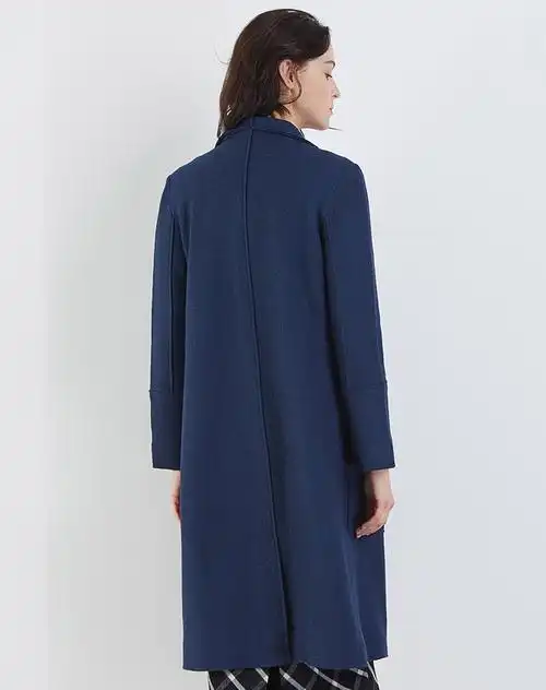 外套欧美时尚简约女大衣墨蓝色
