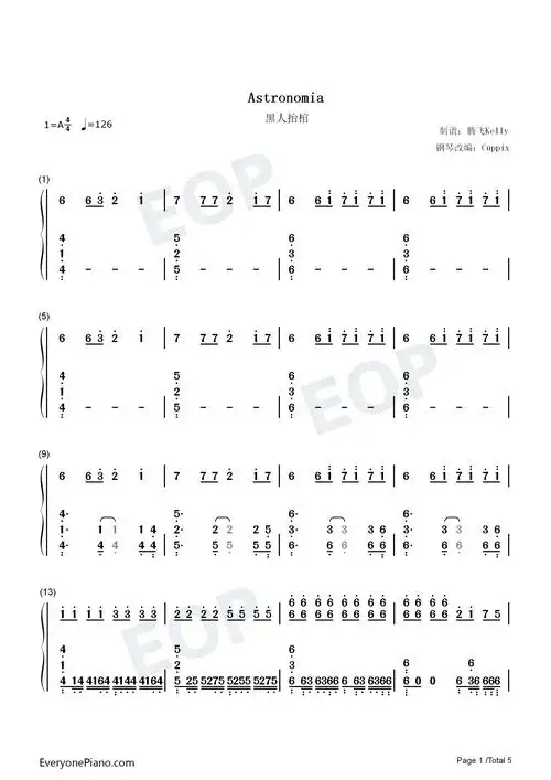 astronomia-黑人抬棺-电音神曲双手简谱预览1