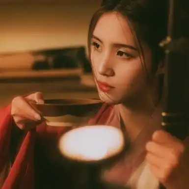 红衣伤感喝酒女生头像唯美古风真人头像