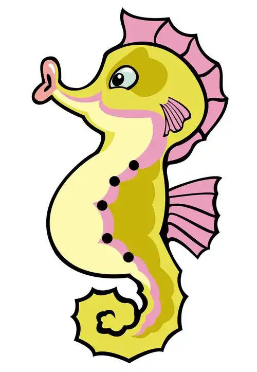 卡通海马,海马, 卡通图片为婴儿和小孩,孤立在白色背景上的矢量图