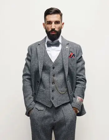 舒适帅气西装秋冬艾比路英式复古560克harristweed雅痞男西装上衣古着