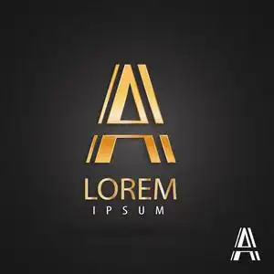 金色的 logo 设计,字母 a.创意金属矢量图标.时髦的经营元素照片