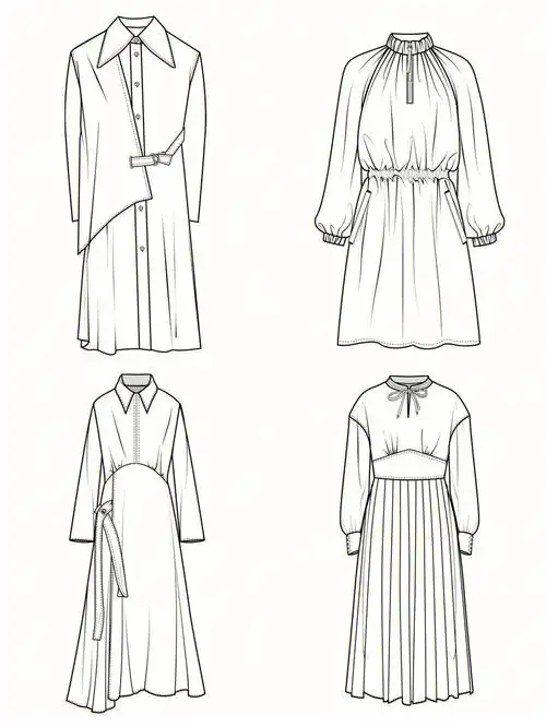 连衣裙|正反面服装款式图|服装设计(8)