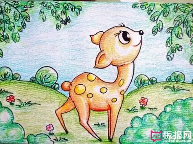 好看的梅花鹿儿童画,可爱的梅花鹿