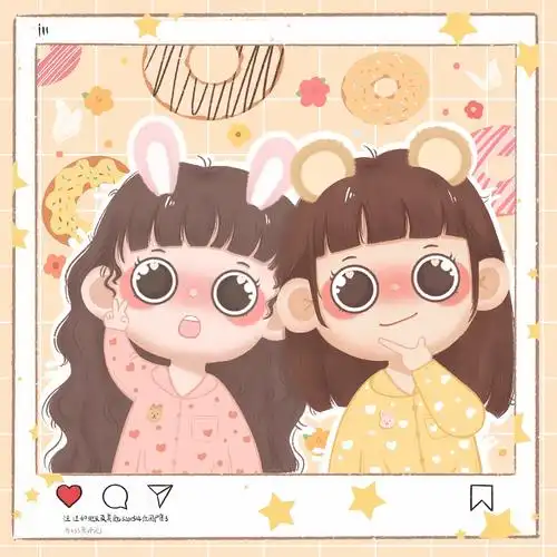 闺蜜头像 手绘 可爱q版人物_半颗布丁-站酷zcool