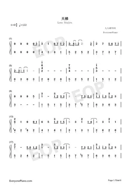 天梯-c allstar-eop教学曲双手简谱预览1