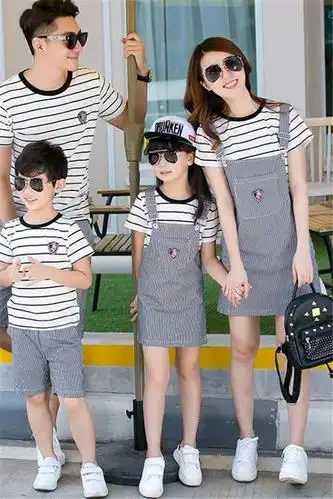 套装亲子装夏装一家三口四口家庭装母女裙新款沙滩亲子装夏季