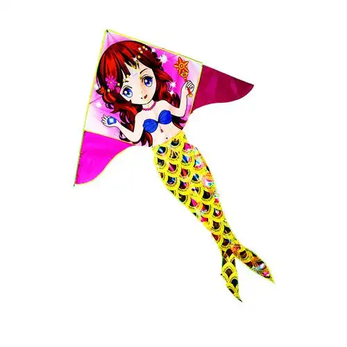 潍坊新款三角美人鱼风筝批发多款可选好飞好带加固厂家xy