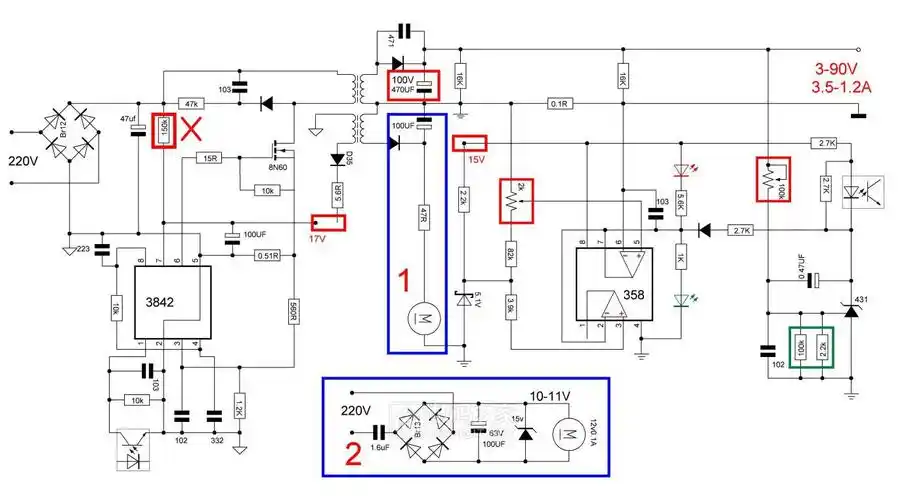 详解四种电瓶车充电器改可调电源的方法及电路图分析