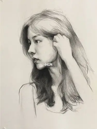 干货素描头像正侧面漂亮小姐姐2附讲解